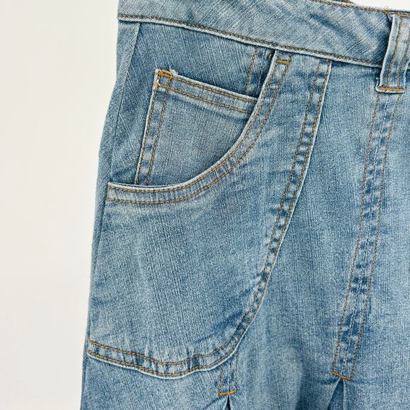 Y2k Light Blue Faded Flared Denim Midi Western Skirt - Picture 2 of 9